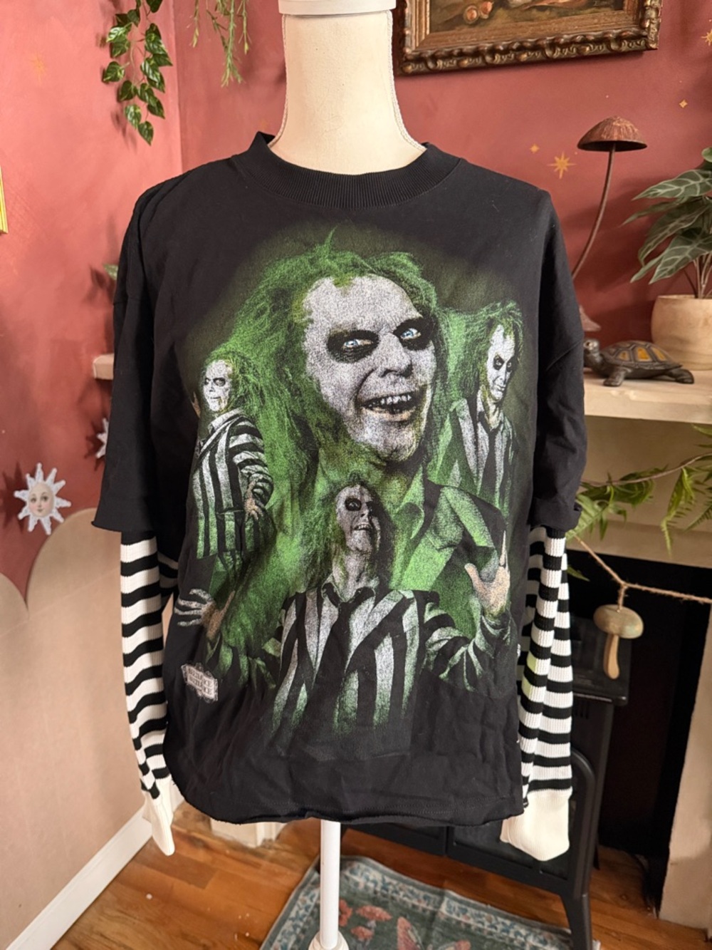 NWT civil regime rare Black Beetlejuice Graphic Long Sleeve Tee